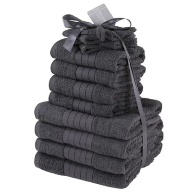 Dreamscene Dreamscene Luxury 100% Cotton 12 Piece Bathroom Towel Bale Set in Charcoal Size: Bath Towel Charcoal Bath Towel Unisex 5027434004164