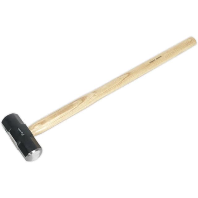 Loops 7lb Hardened Sledge Hammer - Hickory Wooden Shaft - Drop Forged Carbon Steel Metallics