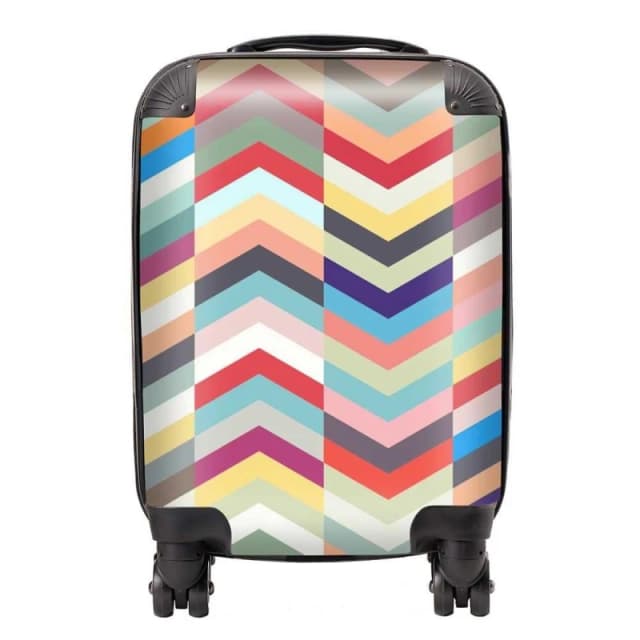 Warren Reed - Designer Geometric Multi Colored Chevron Pattern Suitcase in Red Size: Small Red Unisex Small