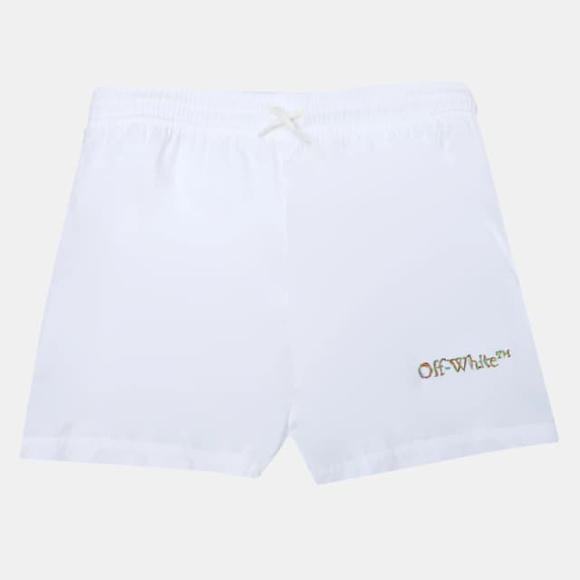 Off White Kids Logo Swim Shorts White Multi male 8 Yrs
