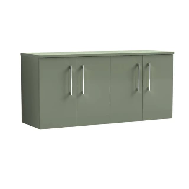 Balterley Level 1200mm Wall Hung 4 Door Vanity Unit with Worktop - Satin Green Green Unisex