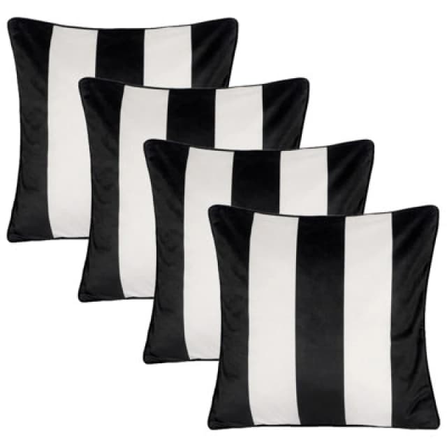 OHS OHS 4 Pack Stripe Matte Velvet Cushion Covers in White Size: 45cm x 45cm White 45cm x 45cm Unisex 5027434216291