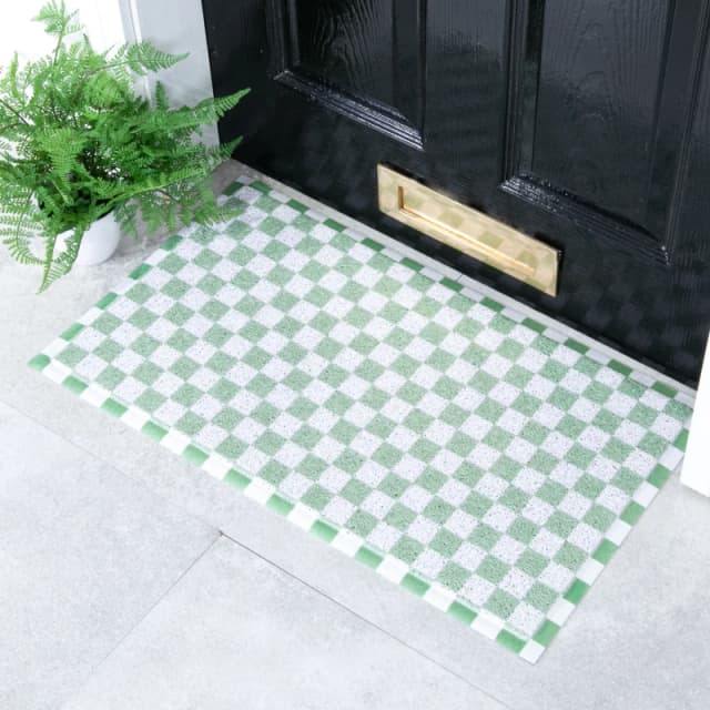 Native Natural Green Check Doormat (70 X 40Cm)