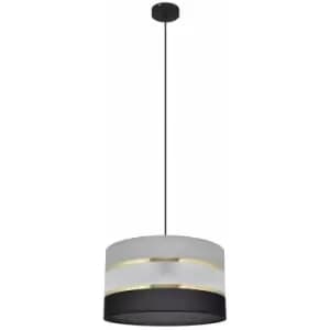 Helam Helen Cylindrical Pendant Ceiling Light Black, Gold, Grey 35cm