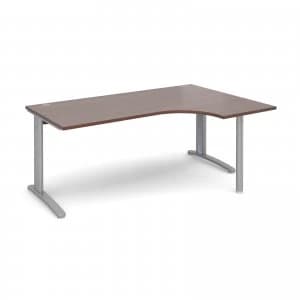 TR10 Right Hand Ergonomic Desk 1800mm - Silver Frame Walnut Top