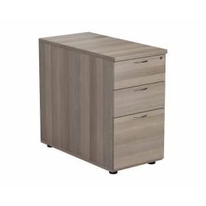 TC Office Deep Desk High Pedestal with Filing Drawer Height 730mm, Grey Oak Effect