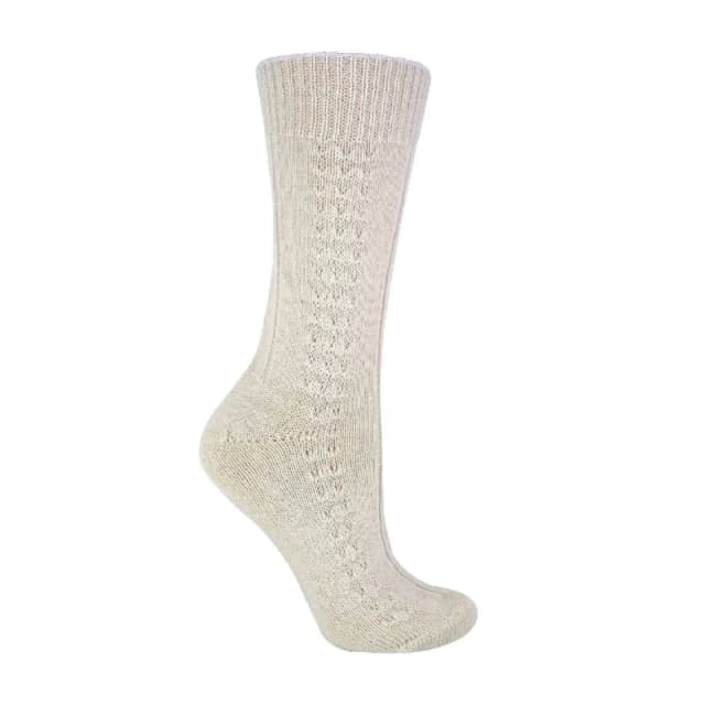 Sock Snob 1 Pack Ladies Lightweight Soft Knitted 100% Pure Wool Bed Socks - 4-7 UK / Cream