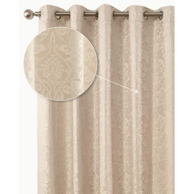 Emma Barclay Eden - Lined Eyelet Jacquard Curtains - Cream Cream 46x54 Inch