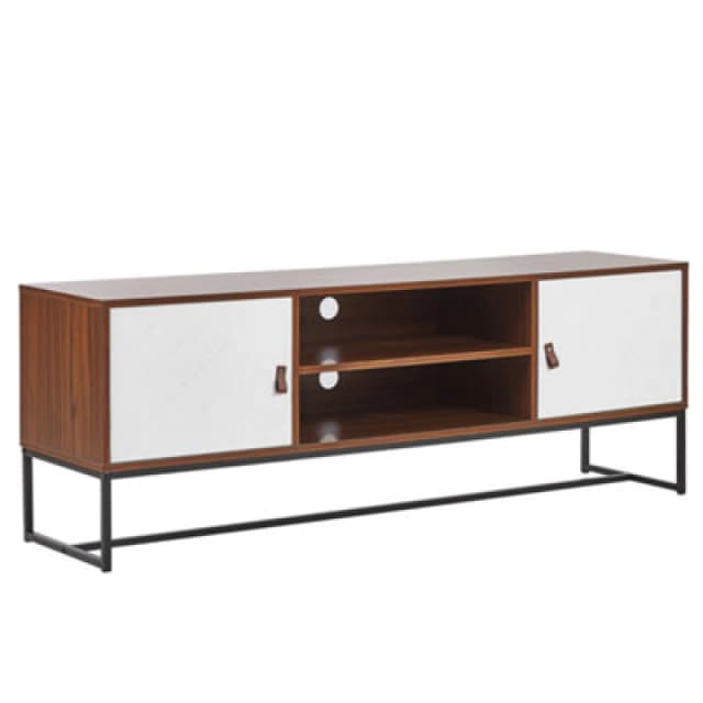 Beliani TV Stand Nueva Dark Brown/ White