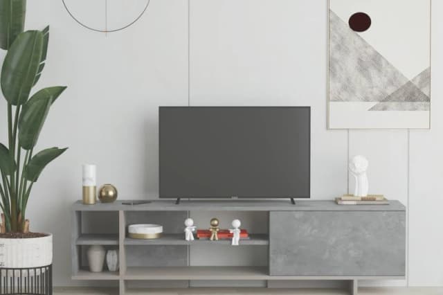 Decortie Modern Stockton TV Unit With Flip-door & 4 Shelves 160Cm Retro Grey Mocha Grey, Multi 8.68363E+12