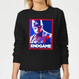 Avengers Endgame Captain America Poster Womens Sweatshirt - Black