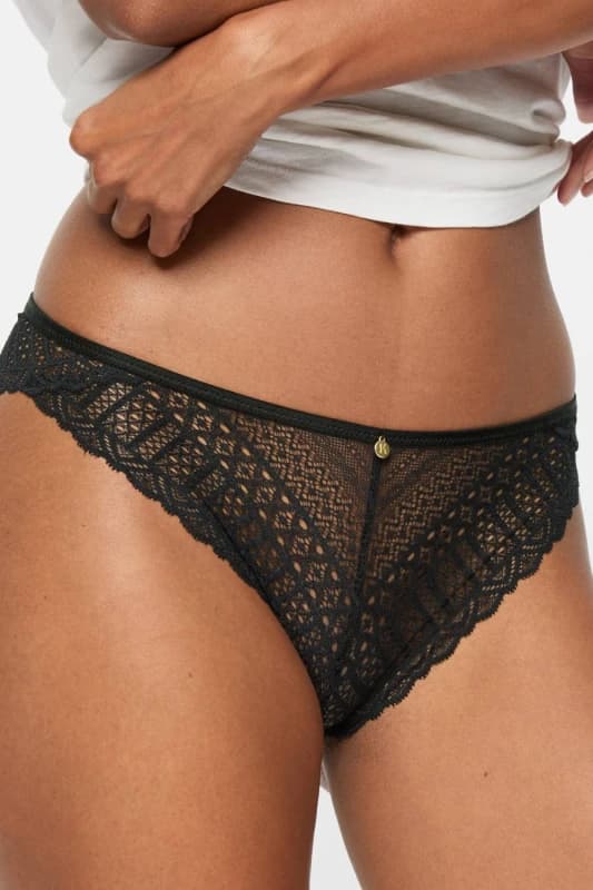 KBX 3 Pack Lace High Leg Brief Black
