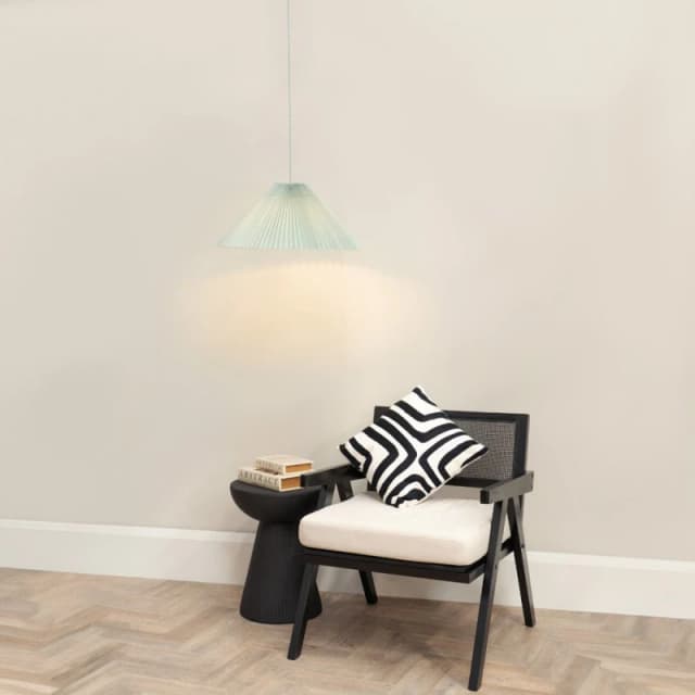 ValueLights Akira Pleated Single Drop Ceiling Pendant Light with LED Bulb Bright Blue