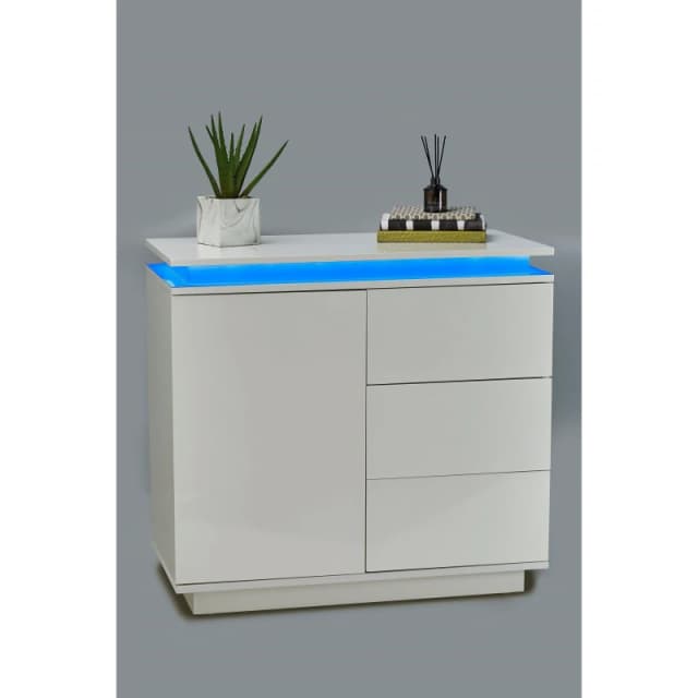 Homelife LED 3 Drawer White Cupboard White unisex One Size