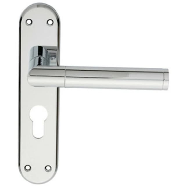 Loops Round Bar Lever on Euro Lock Backplate Door Handle 180 x 40mm Polished Chrome Multi