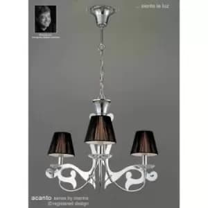 Acanto round suspension 3 E14 bulbs, polished chrome with Black lampshades