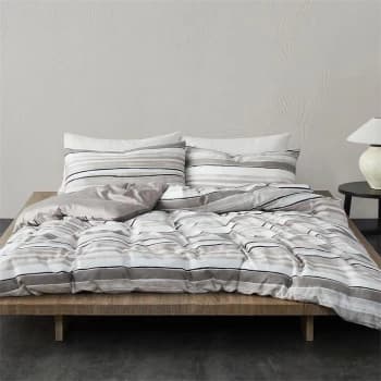 Himeya Linking Lines Duvet Cover - STONE