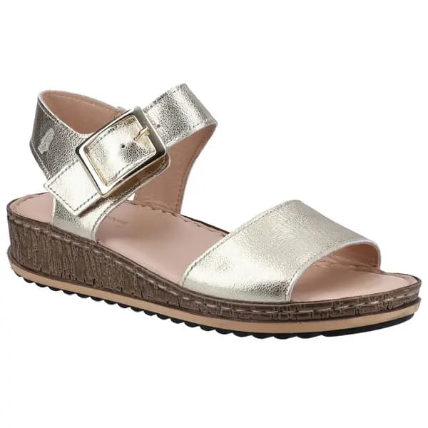 Hush Puppies Womens Ellie Adjustable Leather Wedge Sandals - UK 3 Gold female GDE2387GLD3