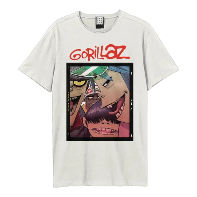 Amplified Amplified Men Polaroid Slide Gorillaz T-Shirt in White Size: X-Small White XS Male 5063750847078