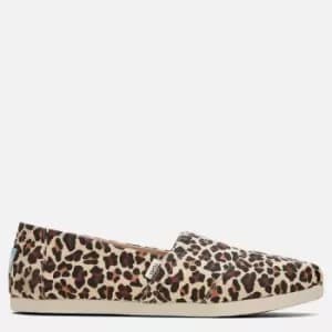 TOMS Womens Alpargata Vegan Slip-On Pumps - Beige Classic Leopard - UK 4