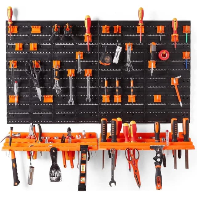 VonHaus Garage Tool Storage with Shelf & Pegboard Black