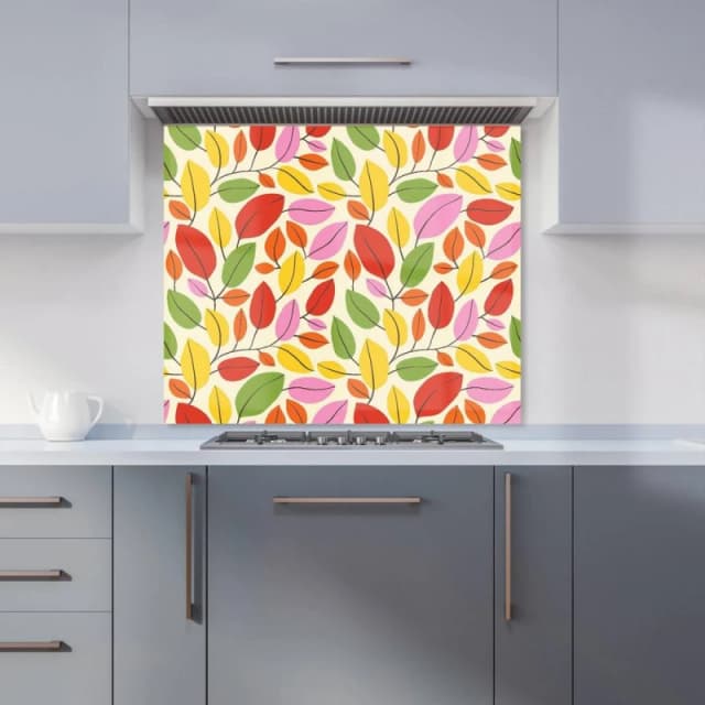 Warren Reed - Designer Autumn Leaves Kitchen Splashback in Red Size: 900mm x 750mm Red Unisex 900mm x 750mm