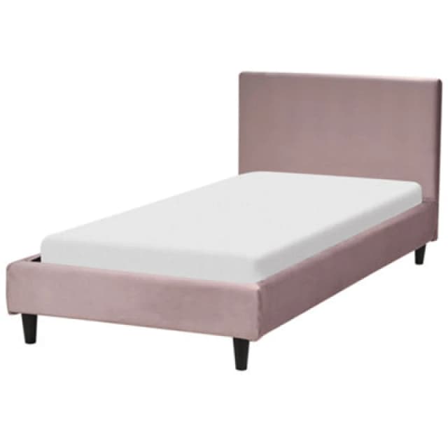 Beliani Bed Velvet Fitou 90 X 200 Cm (Eu Single) Pink
