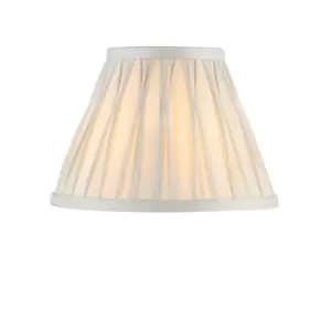Tapered Cylinder Lamp Shade - Silver Silk - 40W B22 - 8" Pleated Design