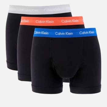Calvin Klein Mens 3 Pack Trunk Boxer Shorts - Royalty/Grey/Exotic Coral - M