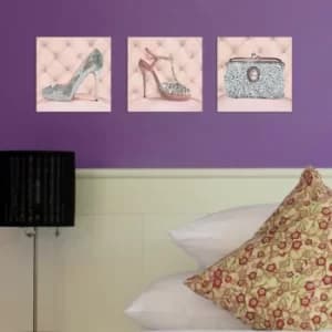 3BT005 Cream Pink White Silver Decorative MDF Painting (3 Pieces)