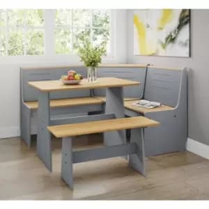 Latham Corner Wooden Dining Table - Grey & Honey V2
