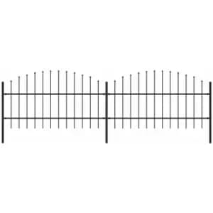 Garden Fence with Spear Top Steel (0.75-1)x3.4 m Black vidaXL - Black
