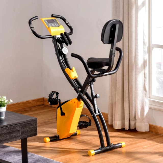 HOMCOM HOMCOM 2-In-1 Folding Exercise Bike with 8-Level Magnetic Resistance Yellow Yellow One Size Unisex 5063603040366