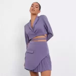 I Saw It First Asymmetric Pleated Mini Skirt - Purple