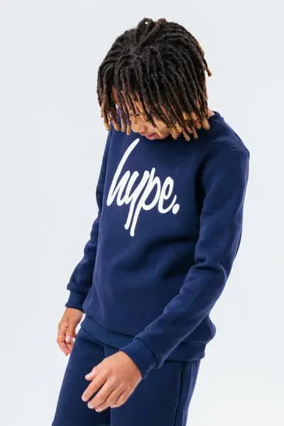 JustHype UK hype unisex kids navy script crew neck