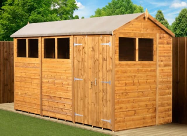 Empire Sheds Empire Modular Apex 6X12 Dipped Treated Tongue And Groove Wooden Garden Shed Double Door Windows (6' X 12' / 6ft X 12ft) (6X12)