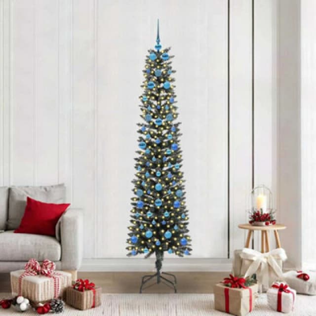 vidaXL Artificial Christmas Tree with 300 LEDs, Blue Balls Green 58 x 58 x 210 cm, Green 3395959