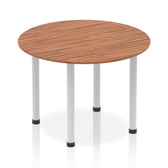 Impulse Impulse 1000mm Round Table Walnut Top Silver Post Leg IPLCT10WNT