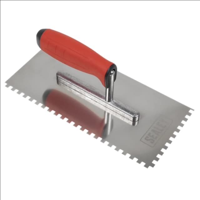 Sealey Stainless Steel 270mm Notch Trowel - Rubber Handle - 6mm