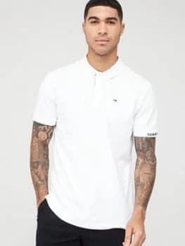 Tommy Jeans Branded Rib Polo Shirt - White