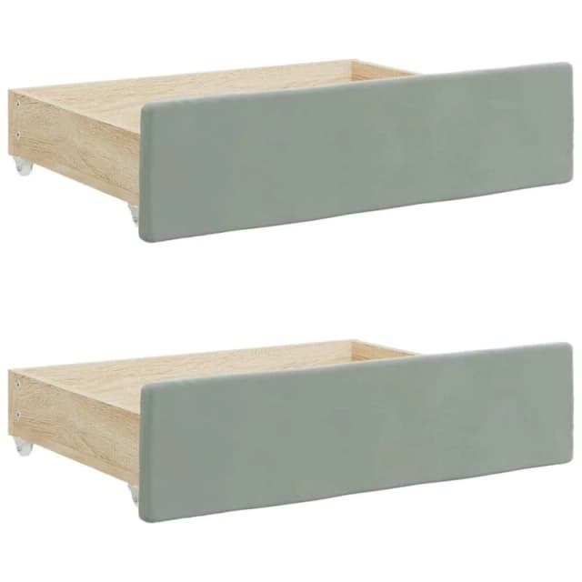 Vidaxl Bed Drawers 2 Pcs Light Grey Engineered Wood And Velvet, Grey 833916