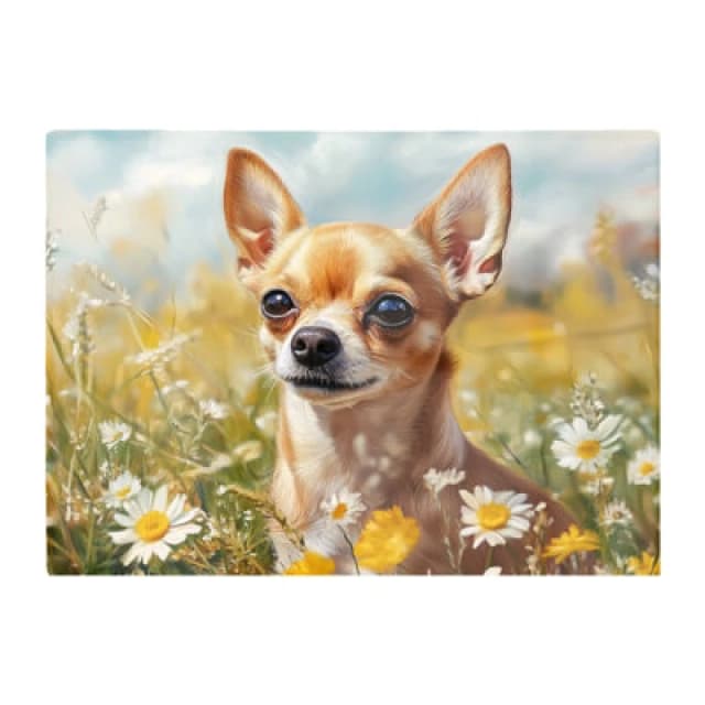 Warren Reed Designer Chihuahua In A Summer Meadow Chopping Board