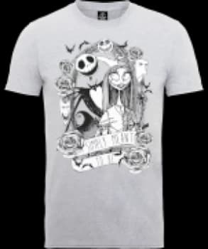 Disney The Nightmare Before Christmas Jack Skellington And Sally Grey T-Shirt - L