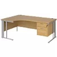 Dams International Left Hand Ergonomic Desk MCM18ELP2SO 1,800 x 1,200 x 725 mm