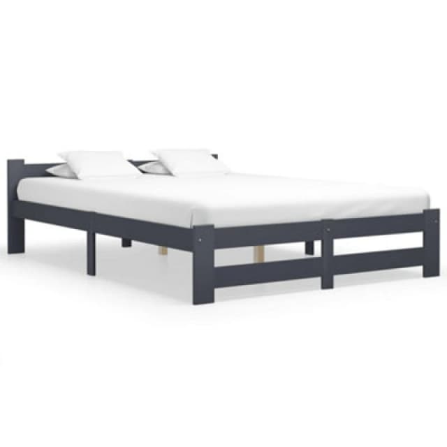 Vidaxl Bed Frame Dark Grey Solid Pine Wood 120X200 Cm, Grey 322021