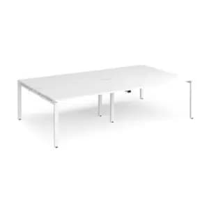 Bench Desk 4 Person Rectangular Desks 2800mm White Tops With White Frames 1600mm Depth Adapt