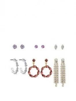 Mood Mood 2 Tone Plated Tonal Pink Pretty 6 Pack Earrings