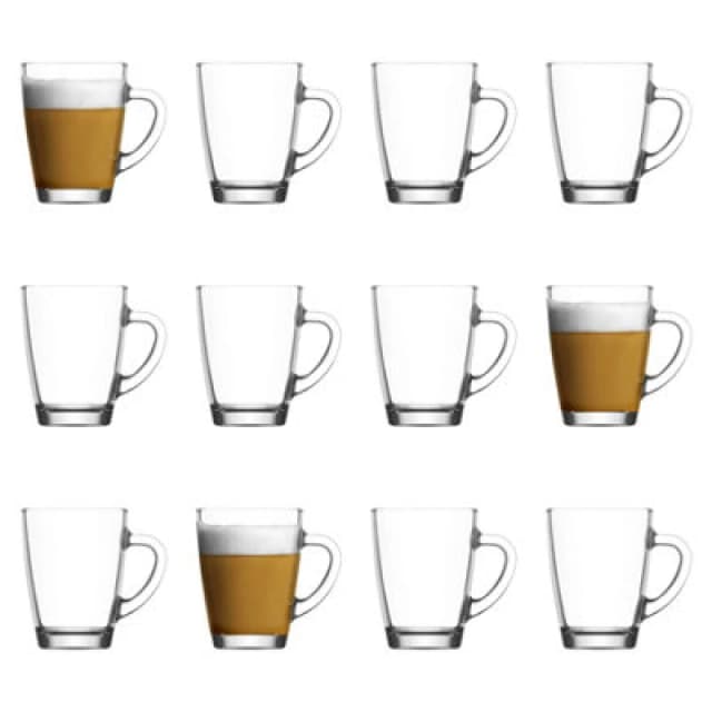 LAV Vega Glass Coffee Mugs - 300ml - Clear - Pack of 12 Clear