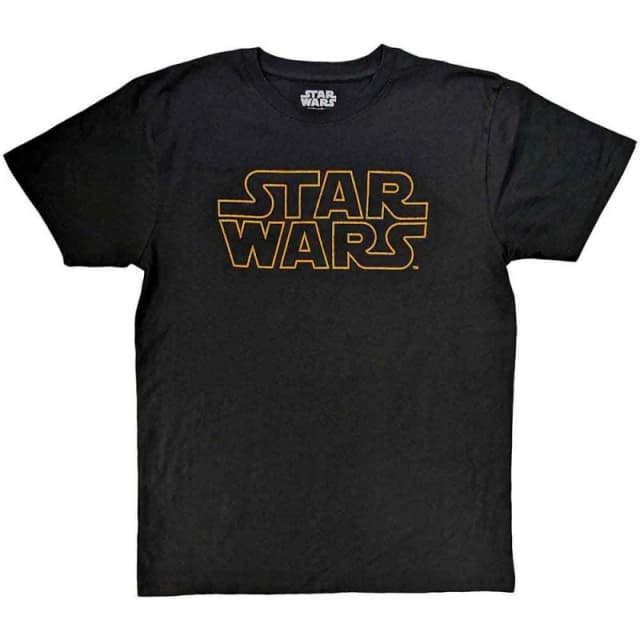 Star Wars Classic Logo Outline T Shirt Black unisex