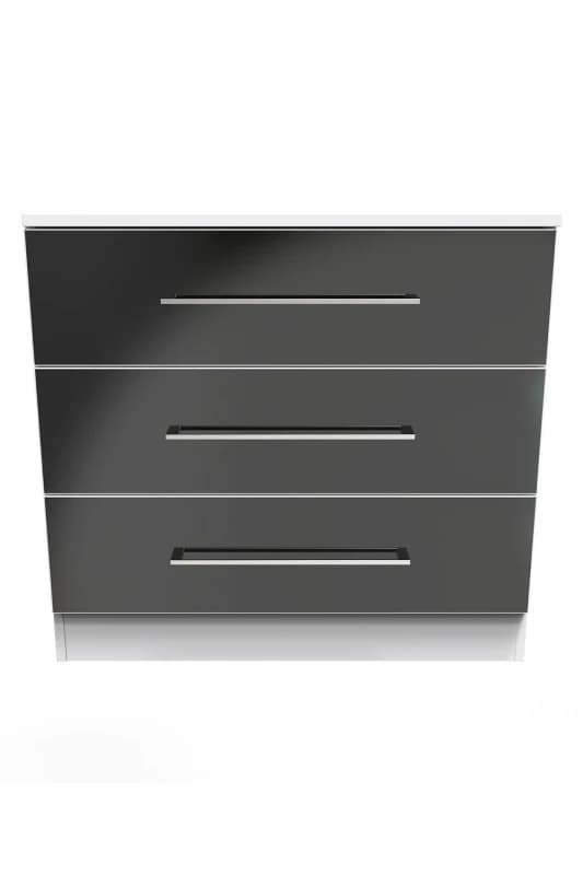Chester 3 Drawer Chest In Black & White (Ready Assembled)